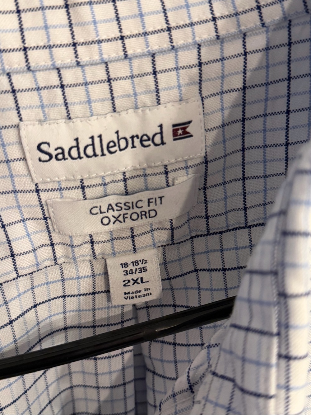 Saddlebred Men's White and Blue Windowpane Dress Shirt - Picture 3 of 3